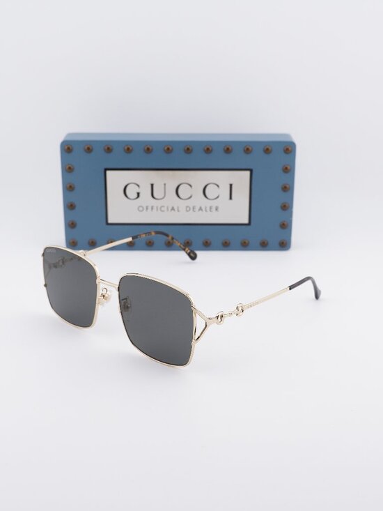 Gucci Accessories - Gucci GG1018SK 001 Square Sunglasses - Gold / Grey